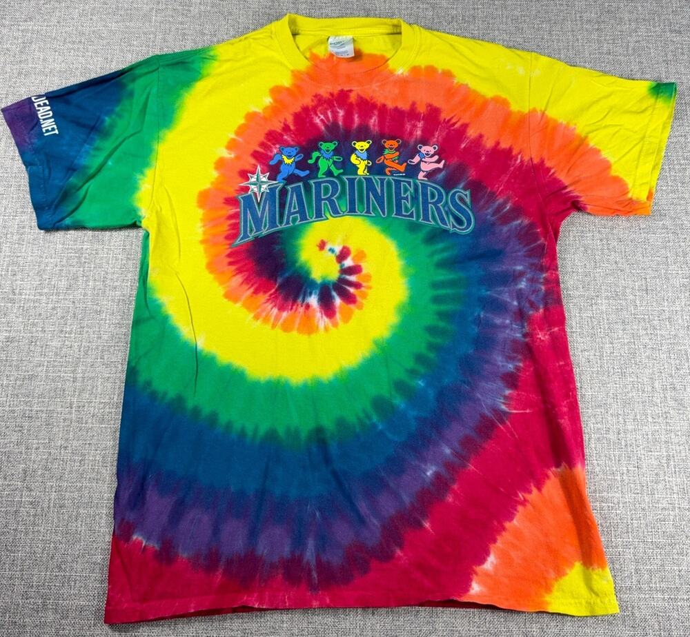 Seattle Mariners Grateful Dead Tie Dye Shirt Mens M Dancing Bears Deadhead MLB